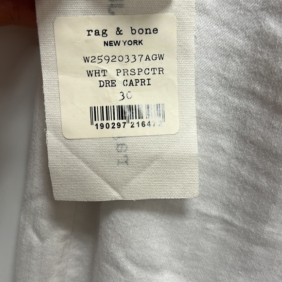 NWT rag & bone Jeans White Prospctr Dre Capri Distressed Size 26, 28, 29 or 30 - Picture 12 of 16